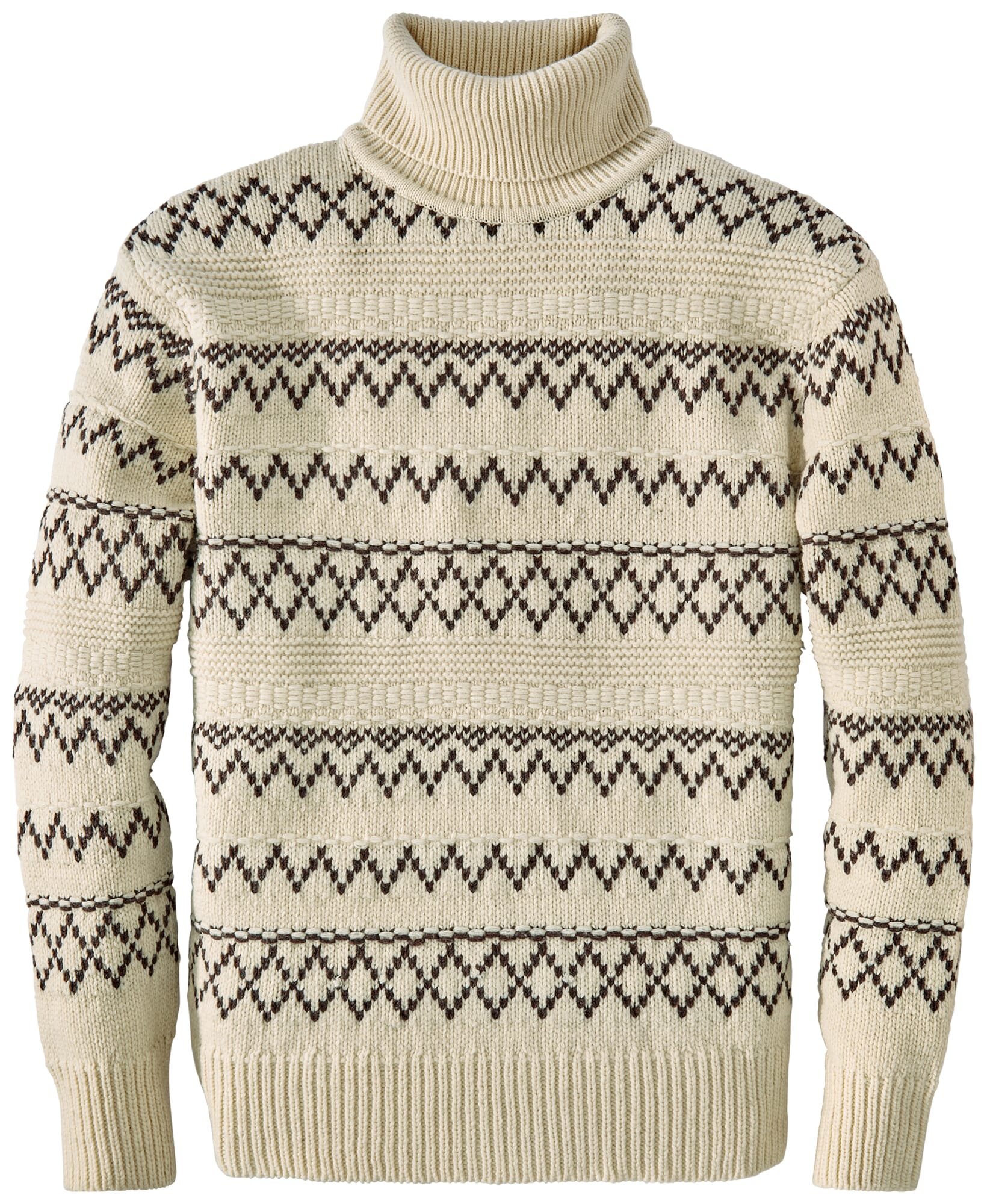 Men s turtleneck sweater patterned Natural Manufactum