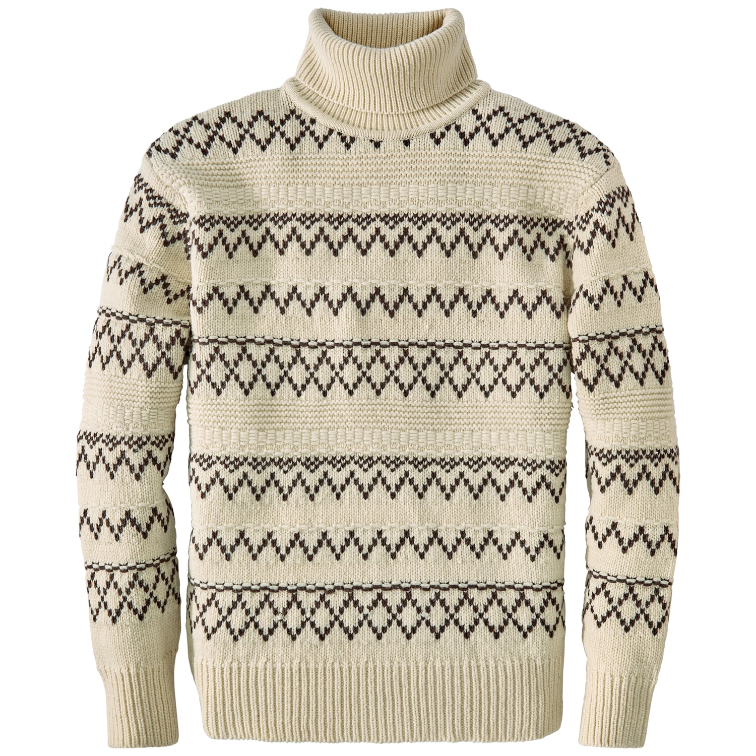 Men's turtleneck sweater patterned, Natural Manufactum