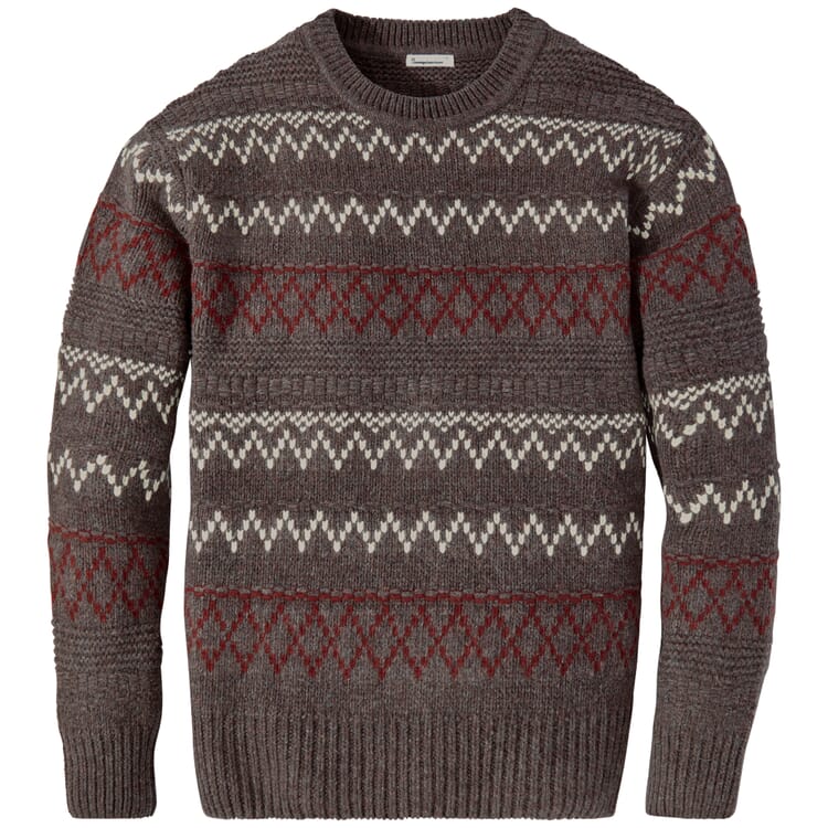 Men's knitted sweater patterned, Brown