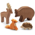 Set of forest animals maple wood