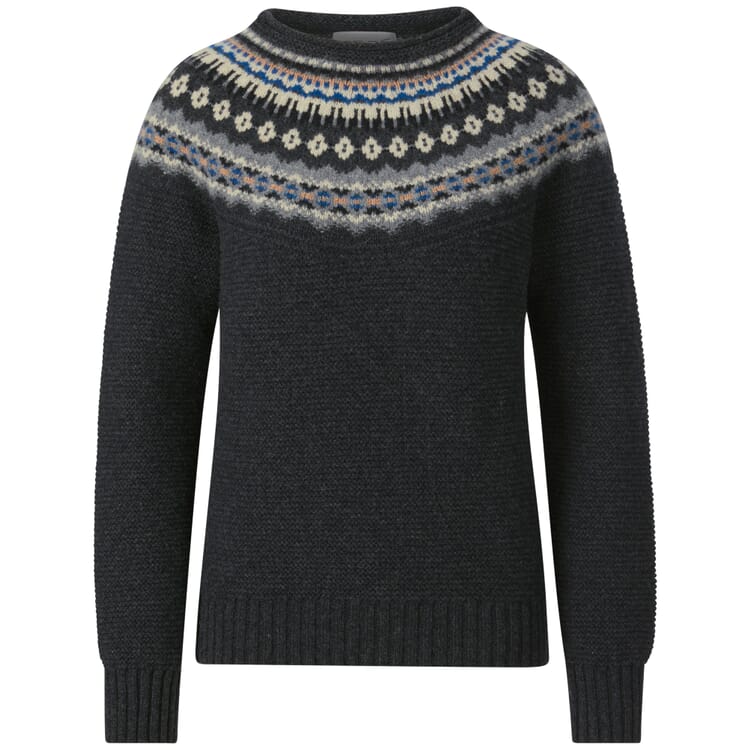 Ladies sweater with yoke, Anthracite