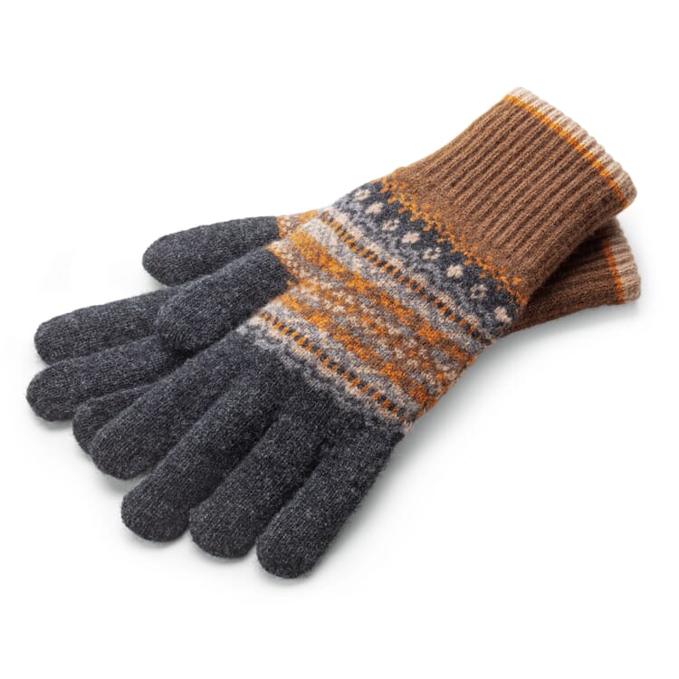 Women's knitted gloves patterned, brown