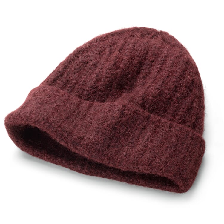 Ladies knitted hat, wine red