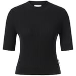 T-shirt rib til damer Sort