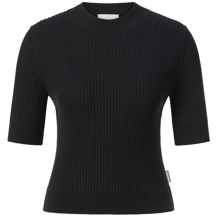 T-shirt rib til damer, Sort