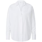 Damebluse med skjult knapstolpe Hvid