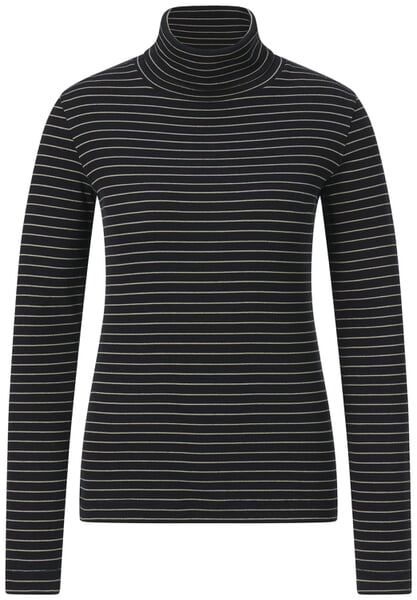 Damen-Rollkragenshirt Schwarz-Natur