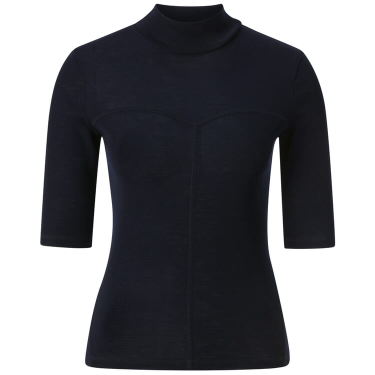 Dameshemd met halve mouwen scheerwol, Donkerblauw