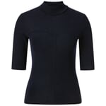 Ladies' half-sleeved shirt virgin wool Dark blue