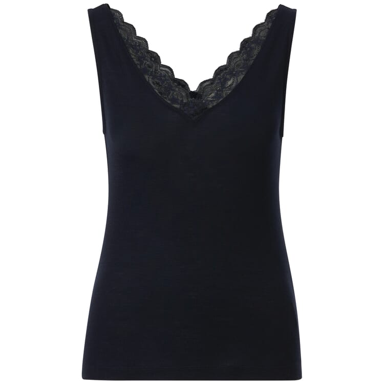 Women's wool top with lace, Dark blue