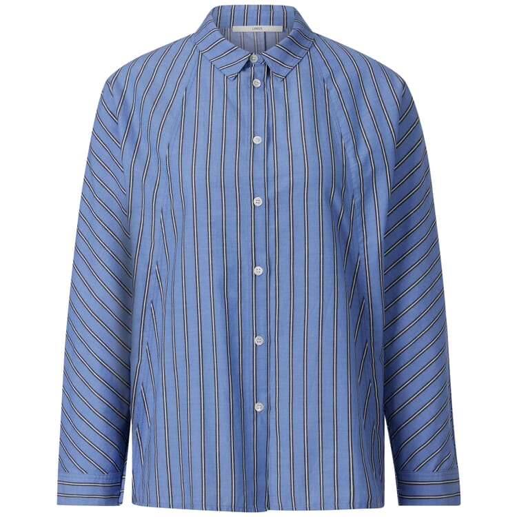 Stribet damebluse, Medium blå