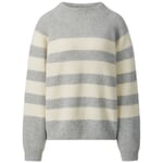 Ladies striped sweater Grey-Cream