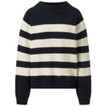 Ladies striped sweater Dark blue-cream