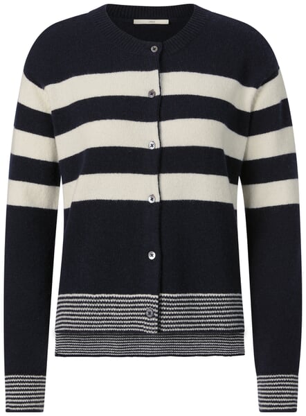 Cardigan Boxy pour femme Bleu foncé-crème