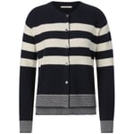 Cardigan til damer Boxy Mørk blå-creme