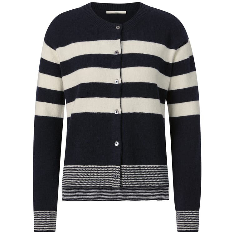 Cardigan til damer Boxy, Mørk blå-creme