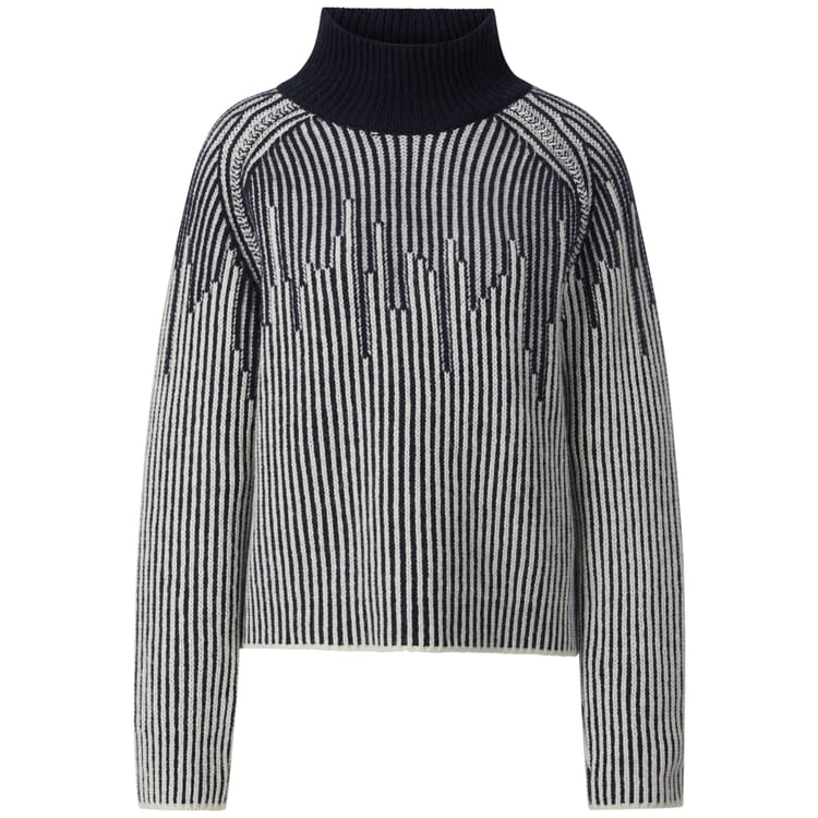 Trui met structuur voor dames, Donkerblauw-crème