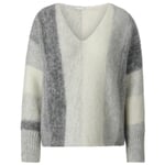 Damenpullover V-Ausschnitt Grau-Creme