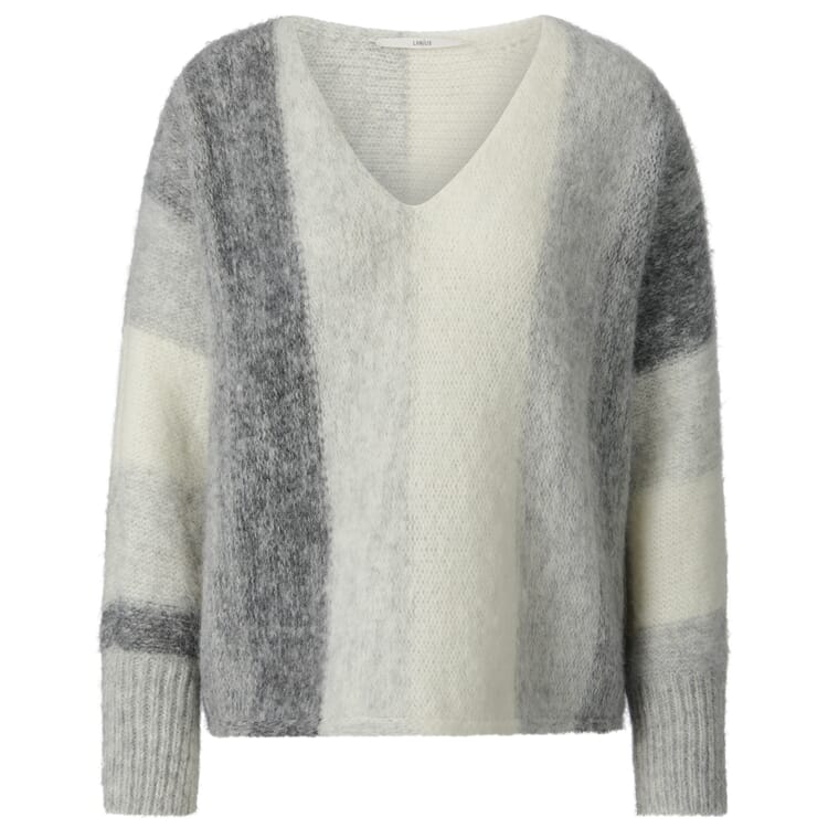 Dames Sweater V-Hals, Grijs-crème