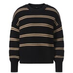 Ladies cotton sweater Black-Beige