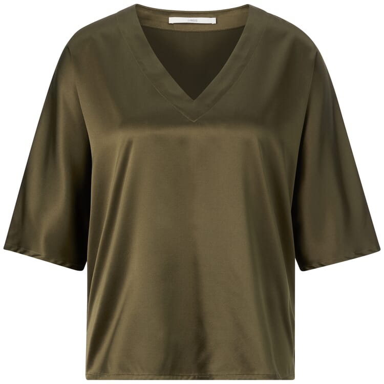 Damesblouse met V-hals van zijde satijn