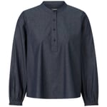 Damebluse i chambray Blue