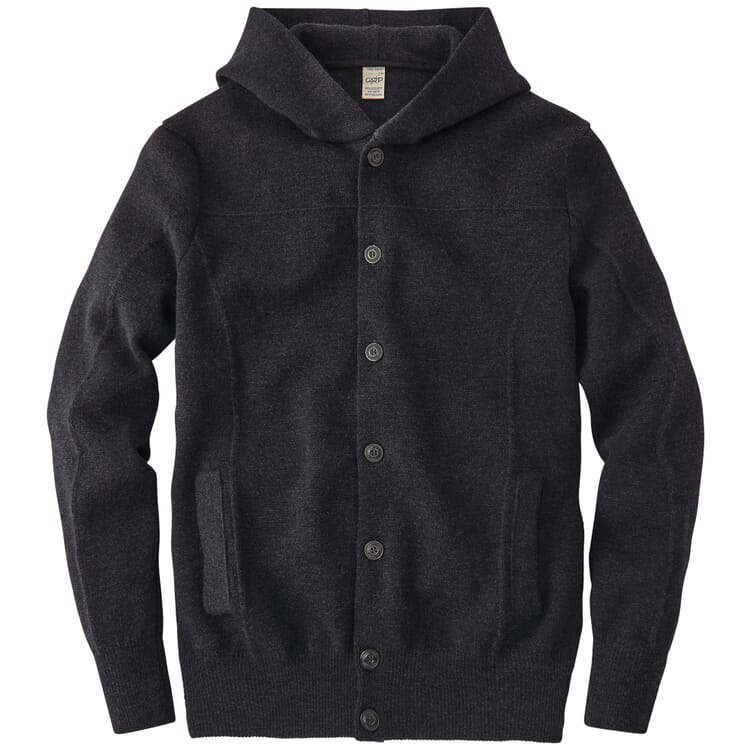 Cardigan til mænd med hætte, Mørkegrå