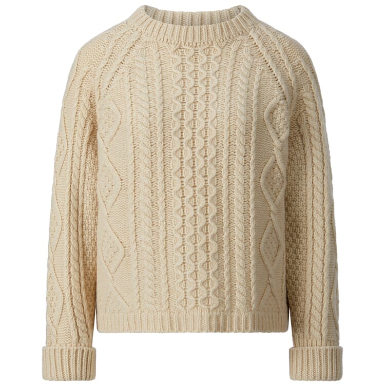 Women's sweater Aran pattern, Natural white