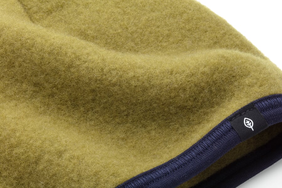 Children’s Wool Fleece Hat Yellow-green, close-up