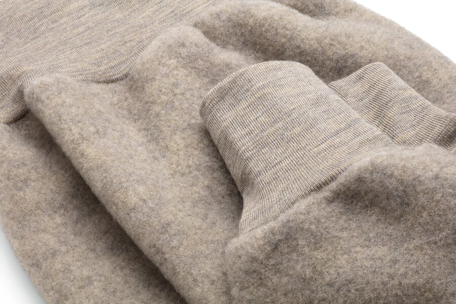 Pantalon à enfiler pour enfants en polaire de laine vierge Marron chiné, vue détaillée