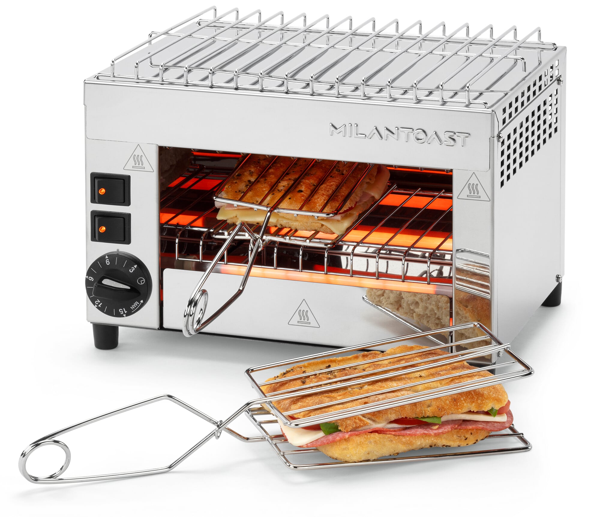 Grill toaster with quartz radiators