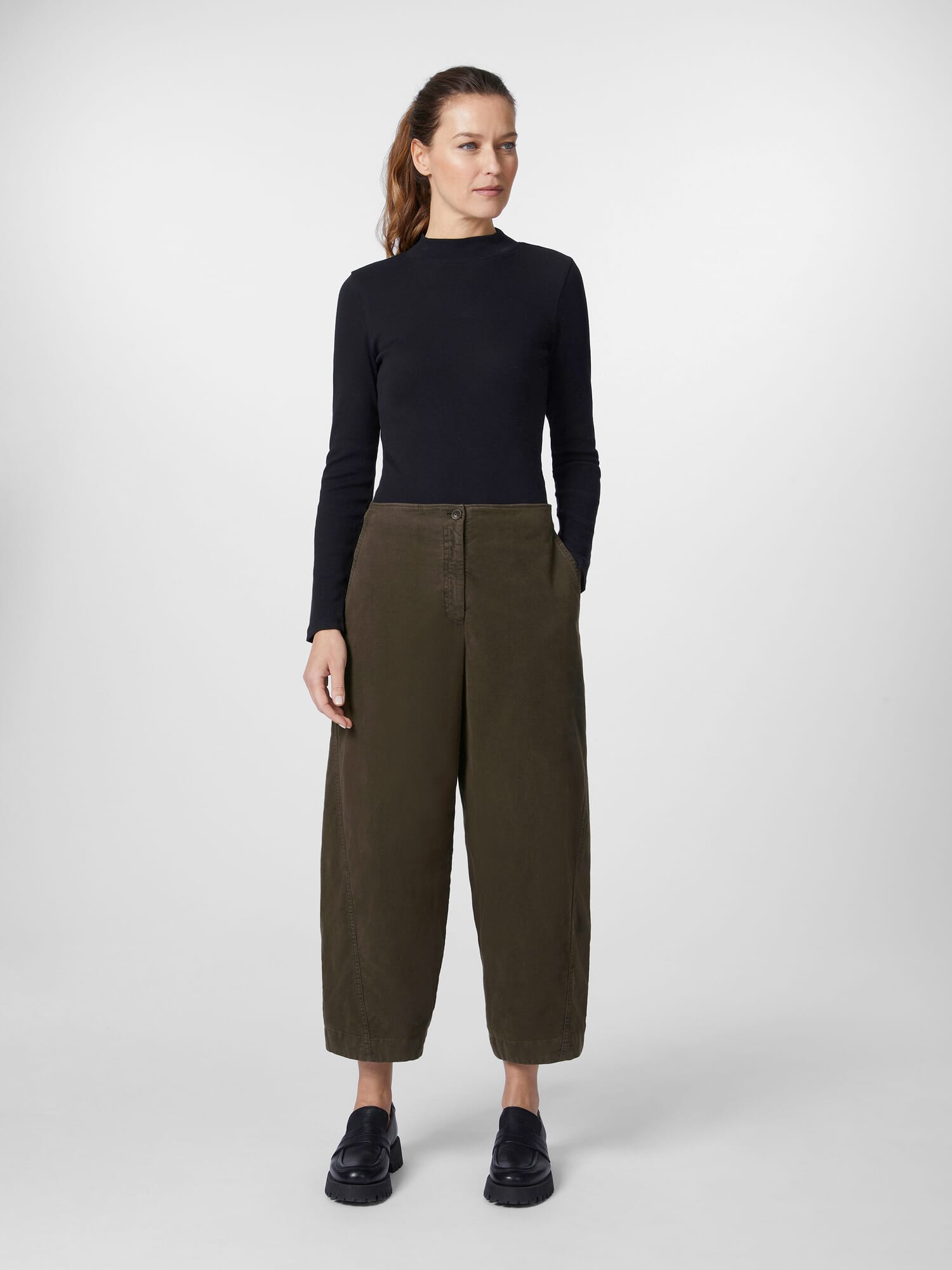 Pantalon femme jambe large Olive Manufactum