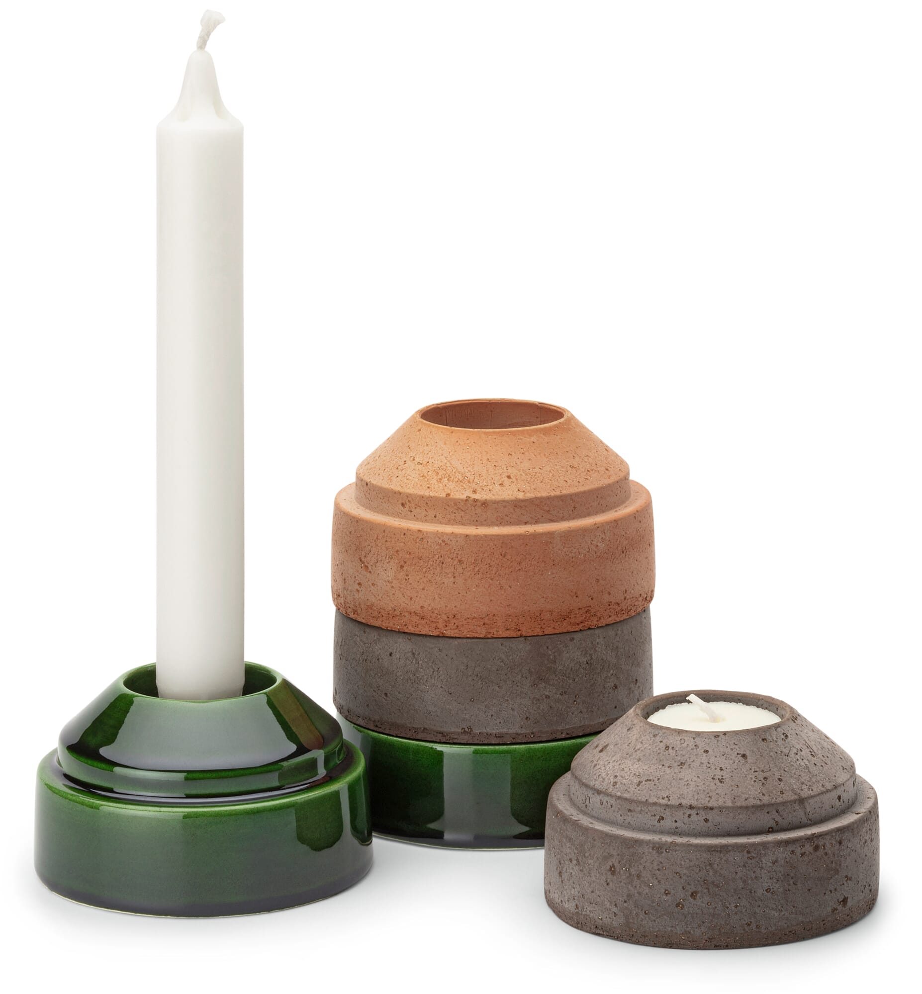 Hoff terracotta candle holder stackable, Raw gray | Manufactum