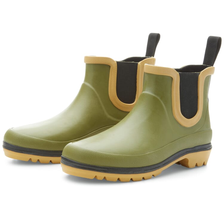 Women's Rubber Ankle Boots, Olive-Black
