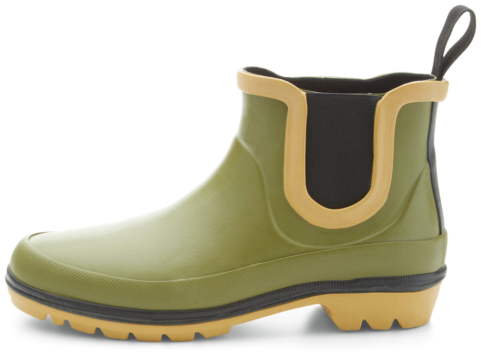 Ladies rubber ankle boot Olive Black Manufactum