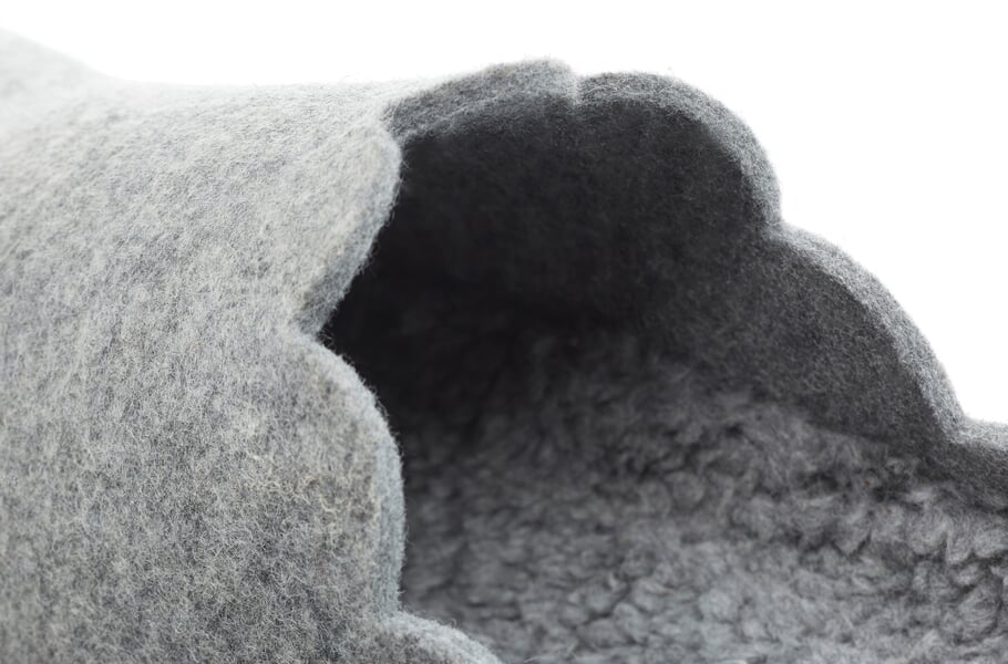 Ladies felt slipper Light gray, close-up
