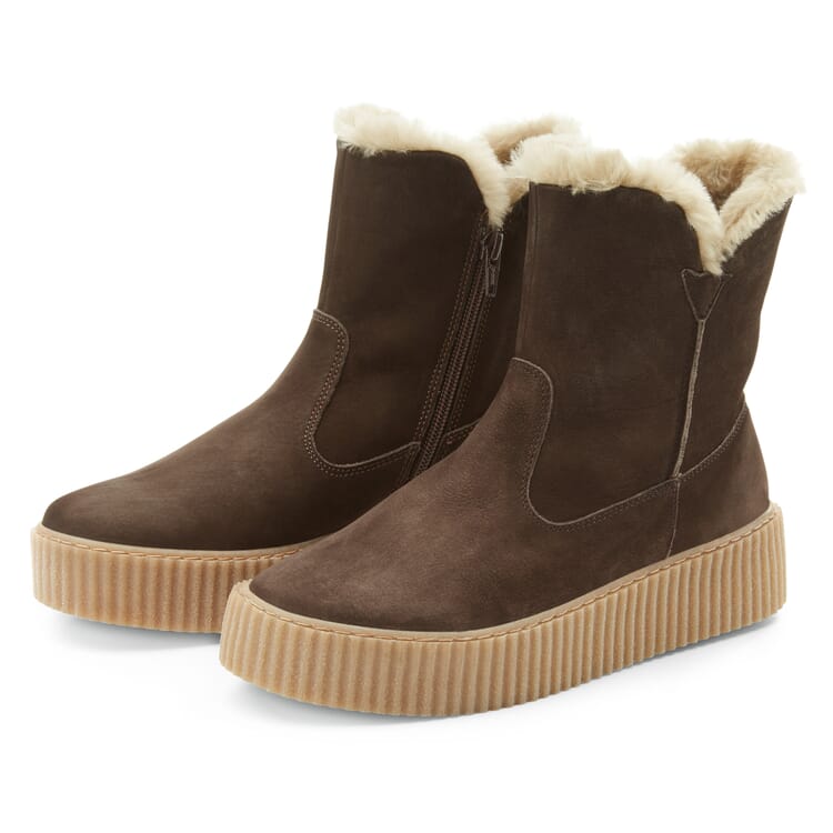 Dameslaars met lamsvacht, Bruin