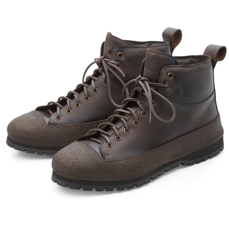 Bottes à lacets en cuir pour hommes, Marron foncé