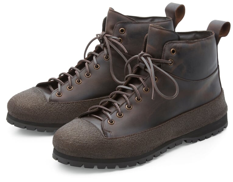 Men's leather lace-up boot Dark brown