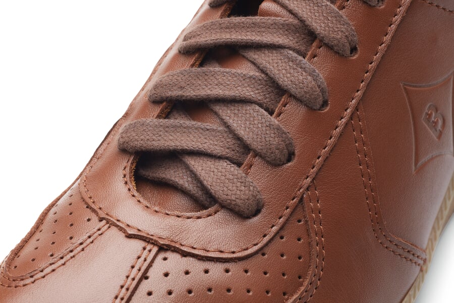 Herren-Sneaker Rindleder Braun, Detailsicht