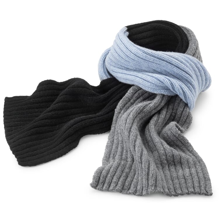 Men's knitted scarf rib, blue-grey