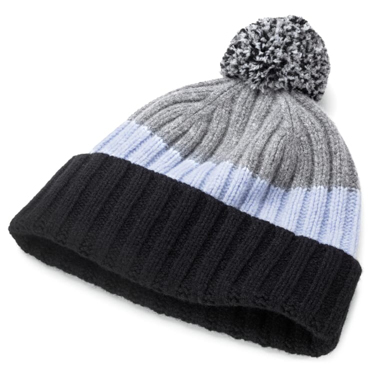 Men's knitted hat rib, blue-grey