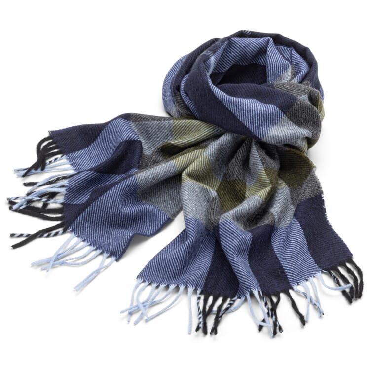 Men's scarf, narrow plaid, dark blue-green