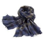 Unisex wool plaid scarf, blue-green