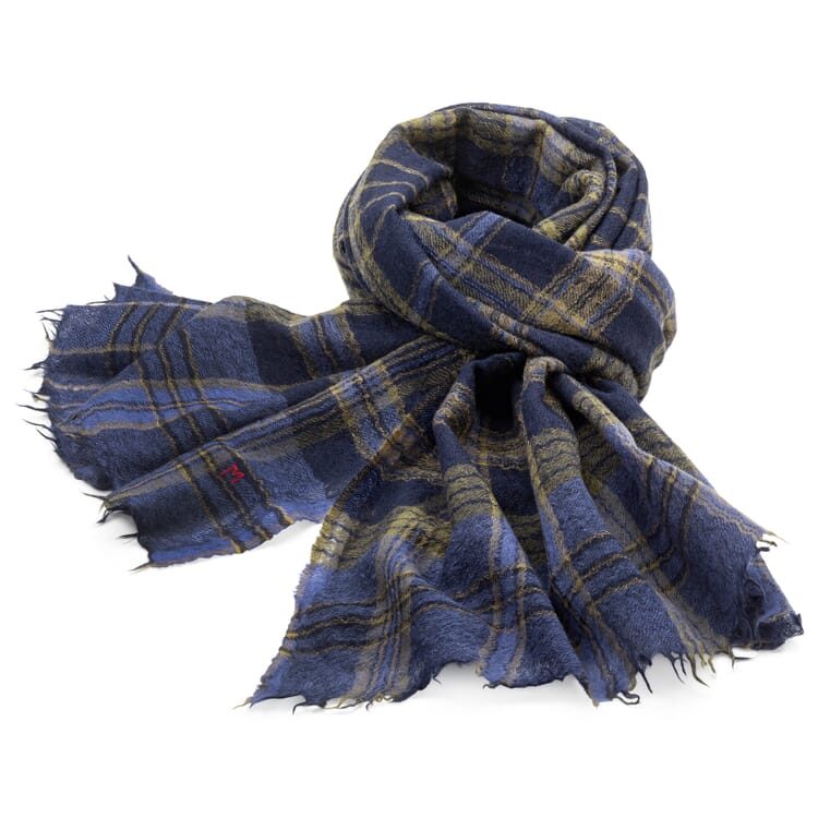 Unisex wool plaid scarf, blue-green