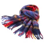 Ladies' scarf with fringes, blue-red