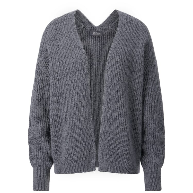 Ribbet cardigan til damer, Anthracite