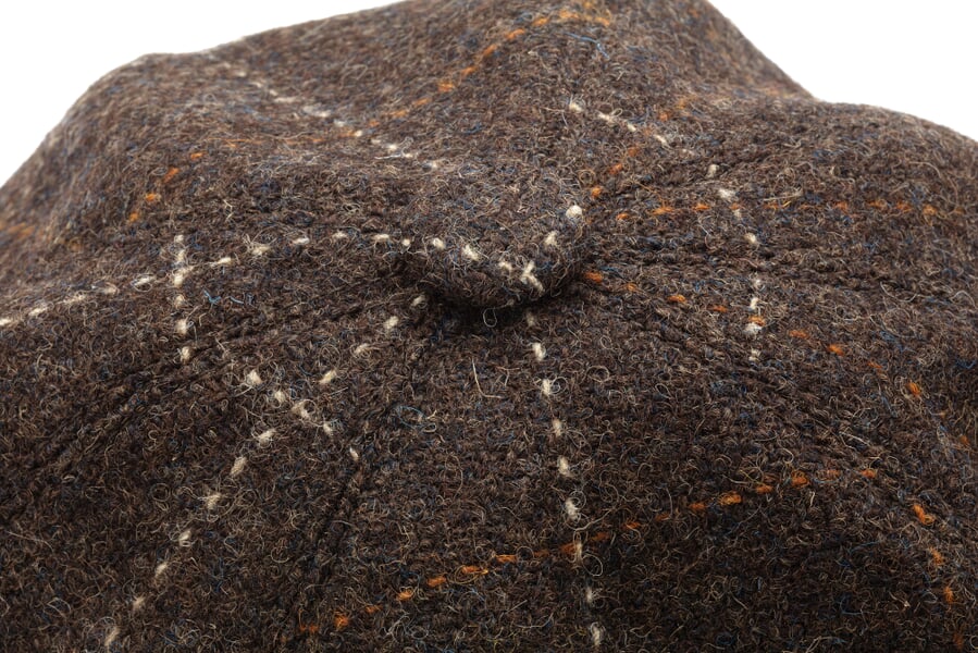 Herrenmütze Harris Tweed Braun, Detailsicht
