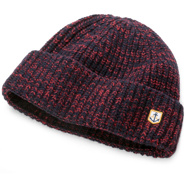 Men's knitted hat, blue-red