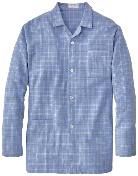 Men's flannel pajamas plaid Light blue